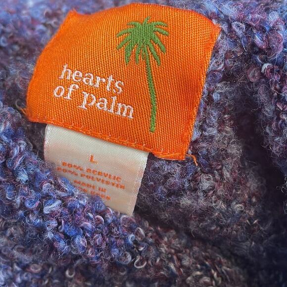 Hearts of Palm sweater purple purple fringe collared tasseled neck line SZ Lg - Picture 8 of 8